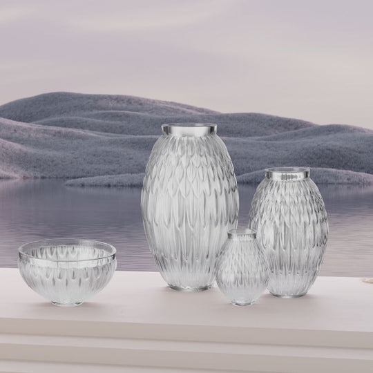 Lalique Plumes 11" Vase klar